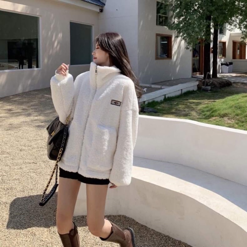 Áo khoác lông logo túi ốp + bo tay COA699