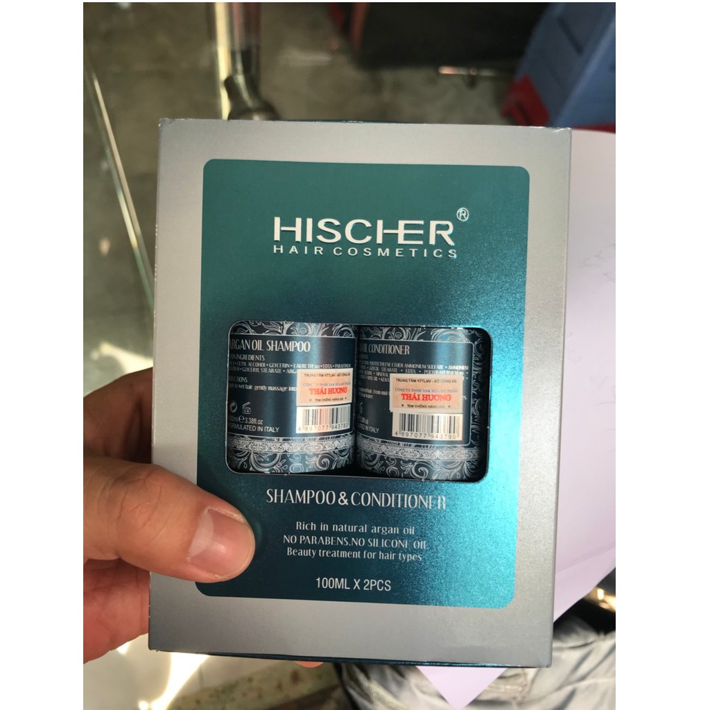 Bộ dầu gội xả Hischer Argan Oil For Dry Damaged Hair 100mlx2 - Italia .