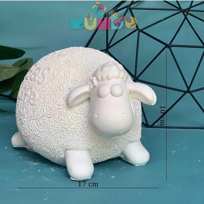 Tượng tô màu (có màu cọ) cao cấp CỪU EASYLIFE XXL, tượng thạch cao MUNDO
