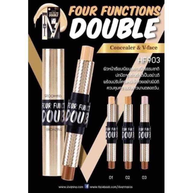 Thanh che khuyết điểm & tạo khối 2 đầu Sivanna Colors Four Function Double (10g)