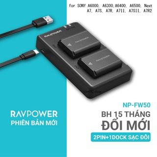 Hình ảnh Pin và sạc SONY NP-FW50 hãng RAVPOWER RP-PB056 cho Sony A6500, A6400, A6300, A6000, A7, A7R, A7S, NEX 3,5,6,7 ...