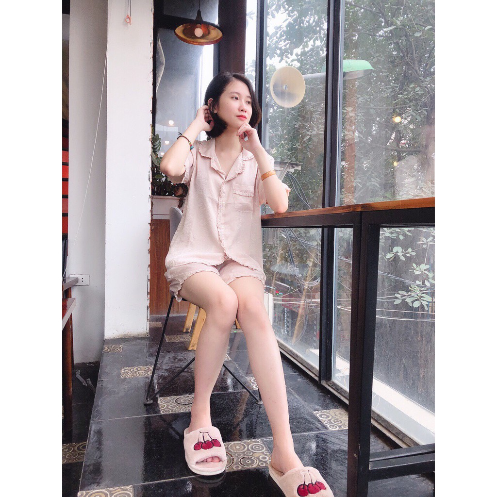 Bộ ngủ pijama lụa bèo tuyết nhung sang chảnh