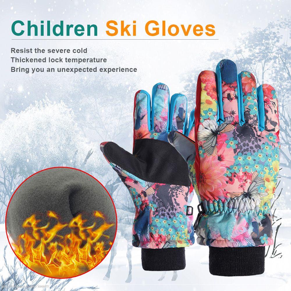 1 Đôi Găng Tay Trượt Tuyết Chống Gió &amp; Nước In Hoạt Hình Cho Bé