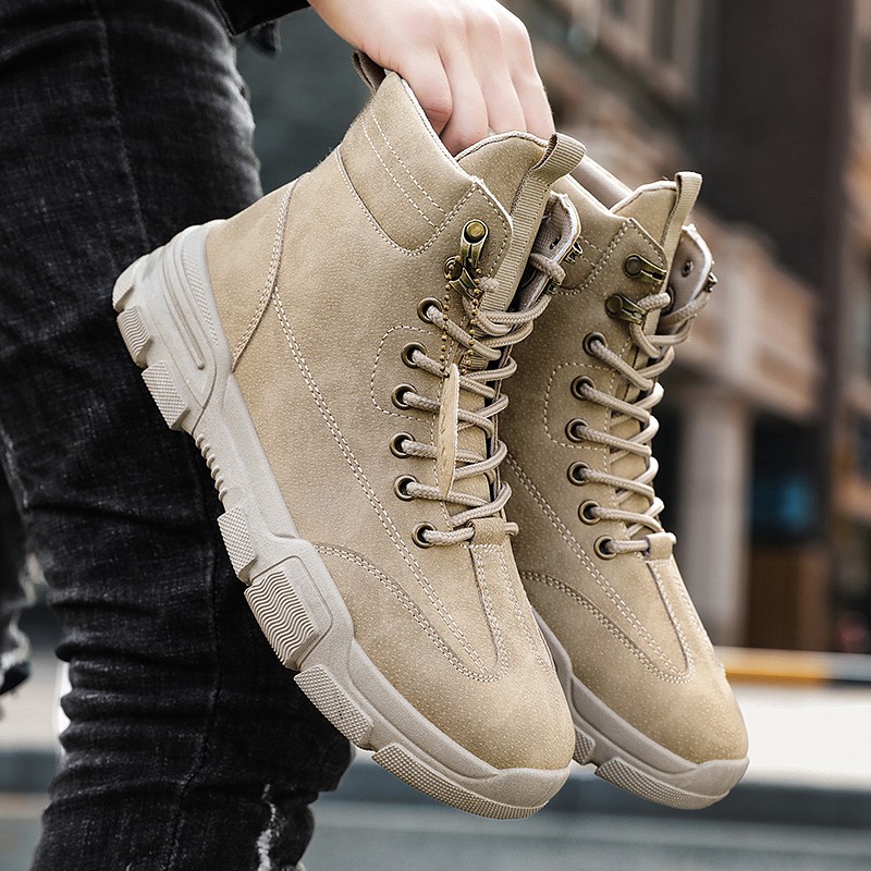 Giày bốt martin bằng da cổ cao thời trang size 39-44 cho nam