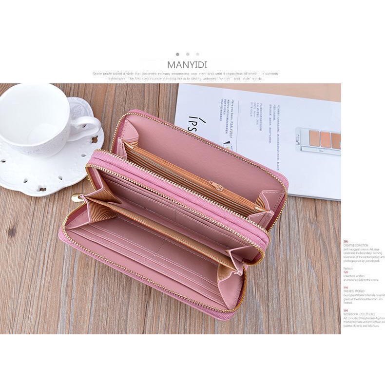 Ví Nữ Dài Thời Trang Kẻ Caro 2 Khoá Kéo Nhiều Ngăn Đựng Tiền,Đựng Thẻ Tiện Lợi NEW-0008 chất liệu bền đẹp
