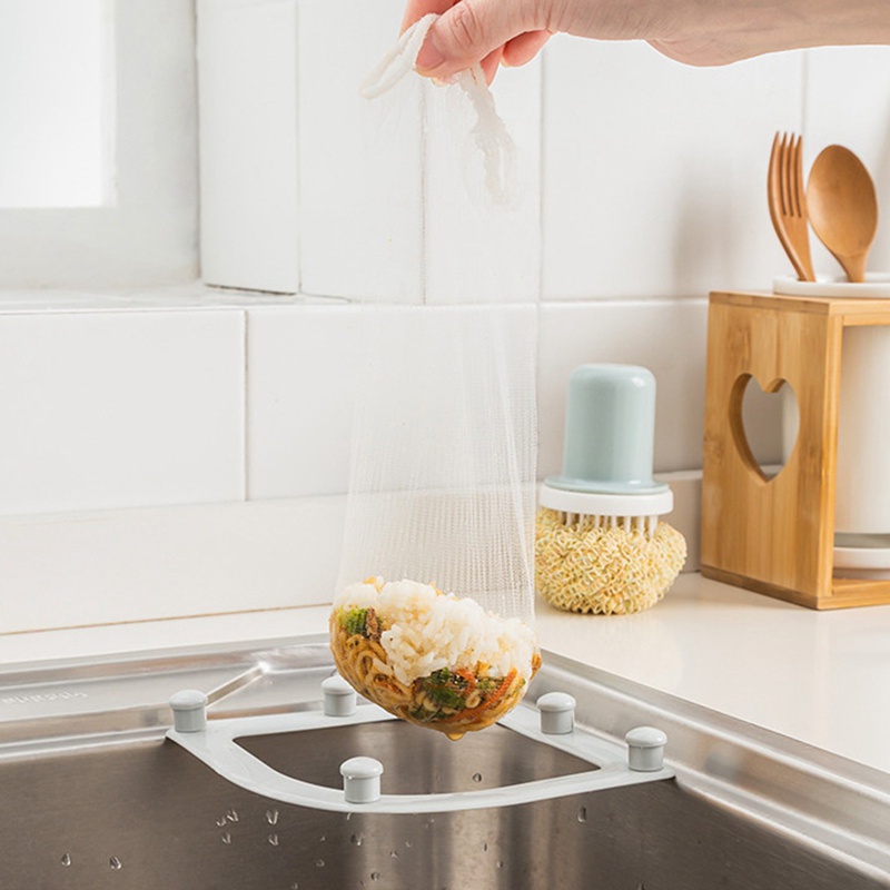 Rổ lưới lọc rau củ quả hình tam giác có giá đỡ tiện dụng cho bồn rửa nhà bếp