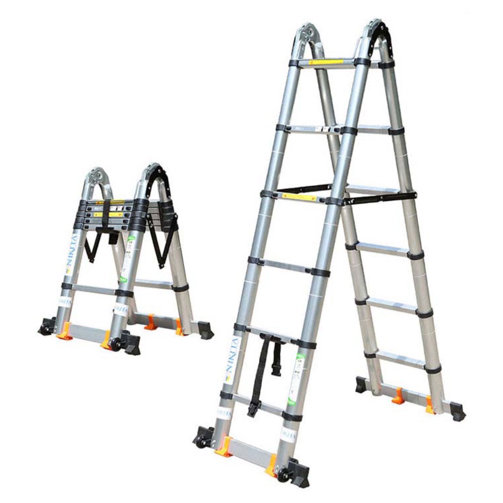 Thang nhôm rút đôi chữ A, có bánh xe di chuyển, nhiều kích thước lựa chọn NIKITA