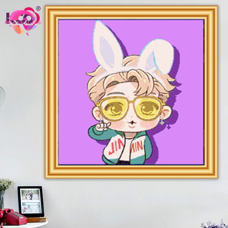 Bộ Tranh Đính Đá 5D Họa Tiết Hoạt Hình BTS Độc Đáo Kích Thước 30x30cm DIY Dùng Trang Trí Nhà Cửa