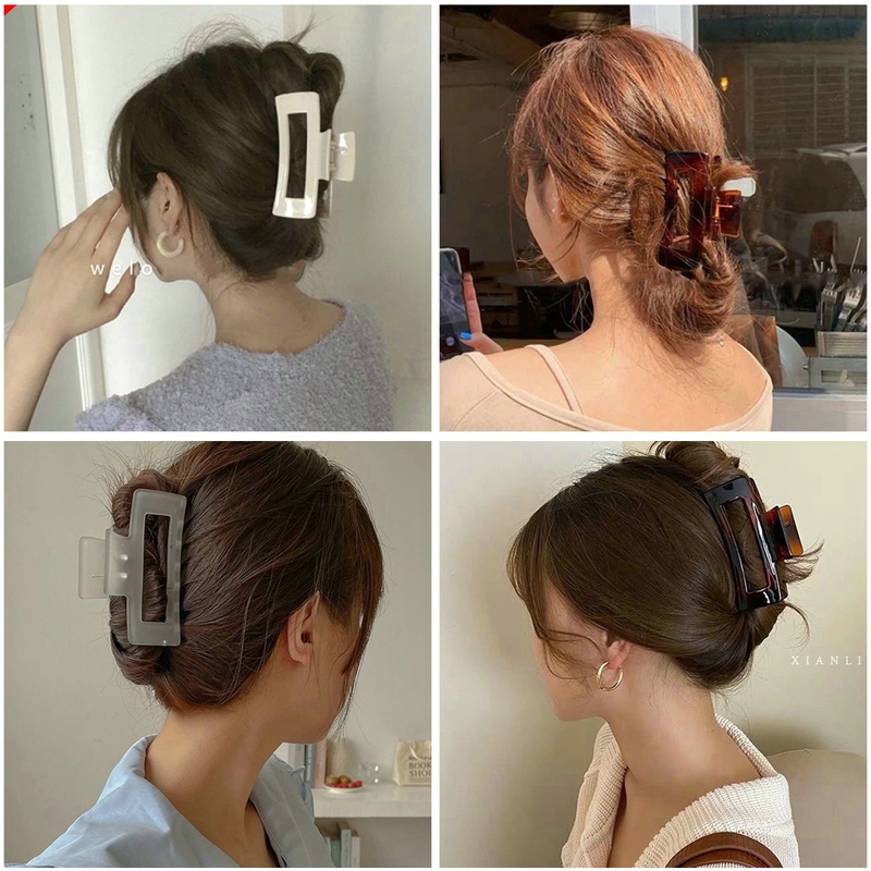 Kẹp Tóc Càng Cua Hình Vuông Cỡ Lớn Màu Sắc Đơn Giản Kiểu Hàn Quốc