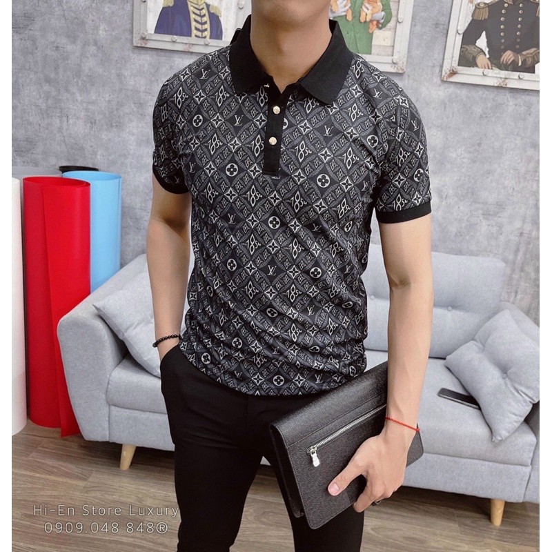 ⚡️𝐅𝐑𝐄𝐄 𝐒𝐇𝐈𝐏⚡️Áo phông Polo LV - Áo polo hoa tiết LV nam hàng cao cấp có sẵn