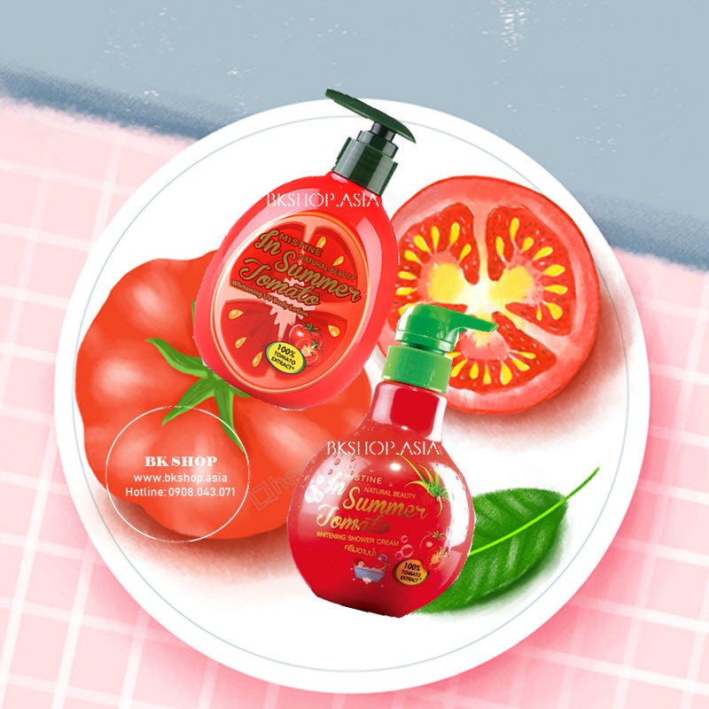 [[ Auth Thái ]Tinh Chất Cà Chua] Bộ Tắm-Dưỡng Trắng da Mistine In Summer Tomato