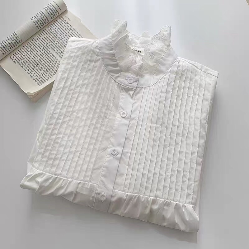(Sẵn) Áo sơ mi trắng cổ bèo baby doll dễ phối đồ