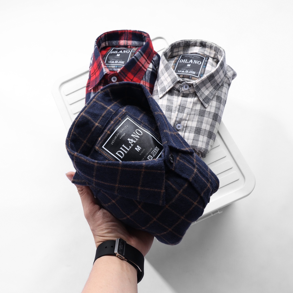 Áo sơ mi nam Flannel cao cấp nhiều màu, sơ mi kẻ caro DILANO SM06