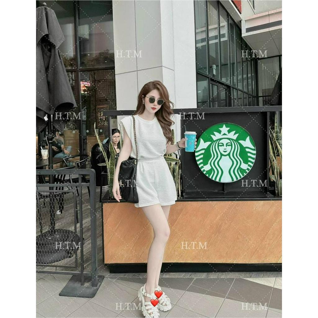 Sét Bộ Ba Lỗ Chất Thun Xốp Siêu Mát,Bộ Đồ Nữ Đi Chơi Sang Chảnh,Sét Thun Mặc Hè Cực Mát