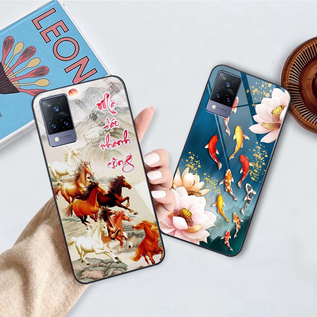 Ốp lưng KÍNH Vivo V21 5G in hình 3D TÀI LỘC-TÂM AN -MÃ ĐÁO