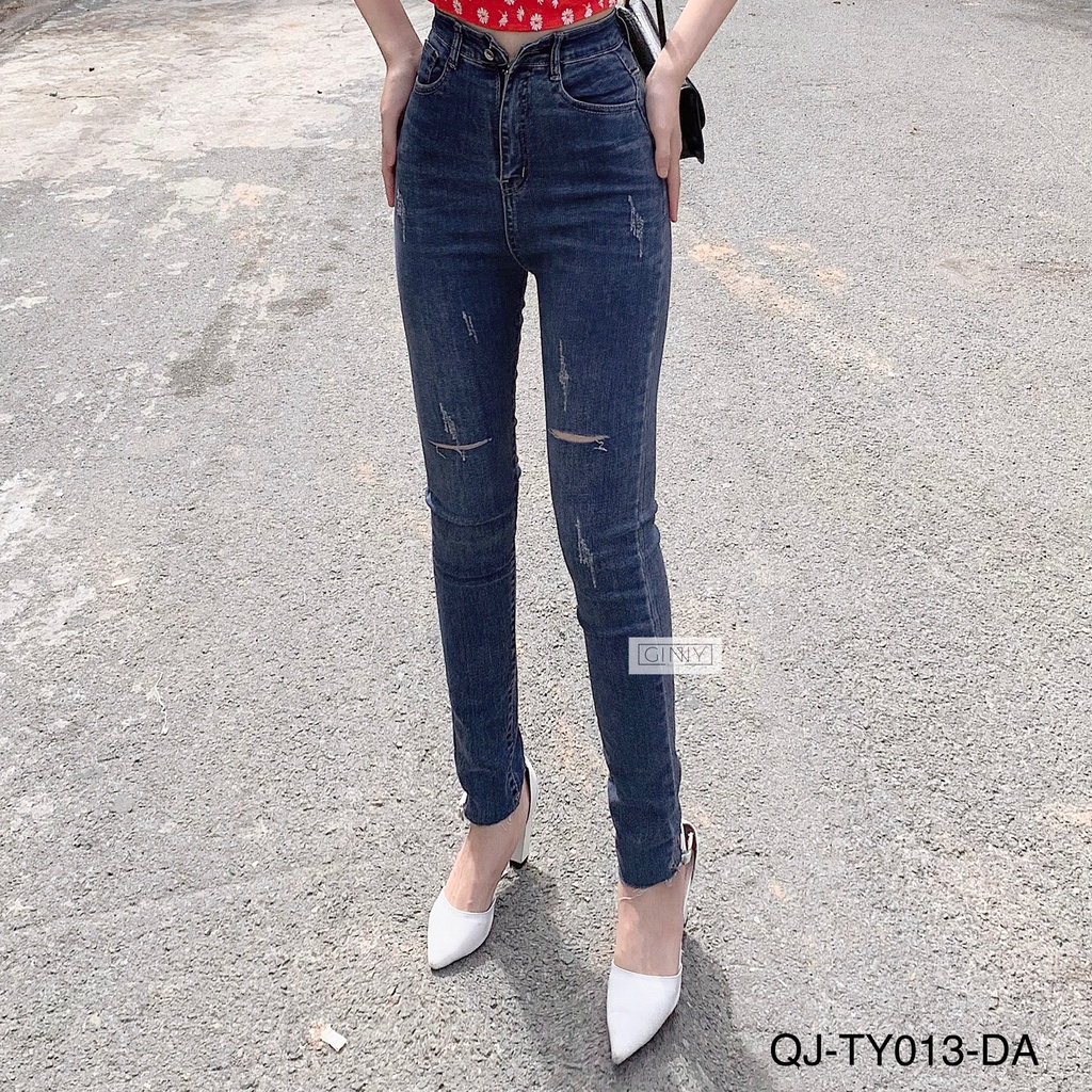 Quần jean co giãn skinny rách xước TY-013 | GinHouse Shop