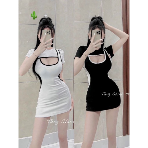 Đầm body viền khoét ngực cá tính Siêu tôn dáng PC