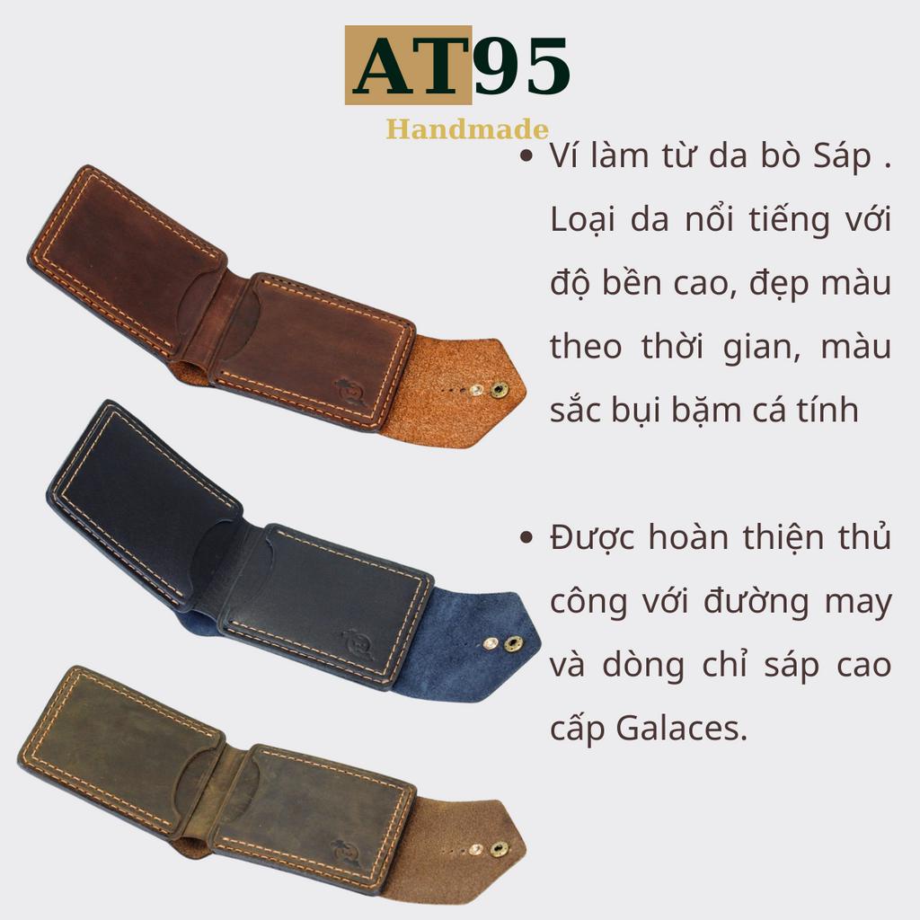 Ví Jordan mini nhỏ gọn da bò sáp hàng thủ công thương hiệu AT95 HANDMADE