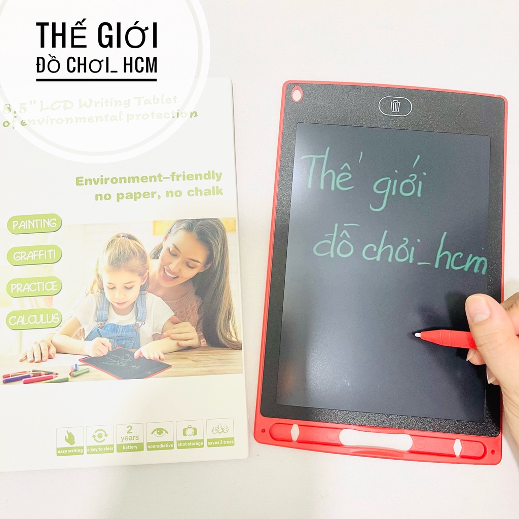 [VỪA CHƠI-VỪA HỌC] Đồ chơi Bảng viết thông minh LCD tự xóa 8.5 inch cho bé tập vẽ, tập viết, thúc đẩy tư duy sáng tạo