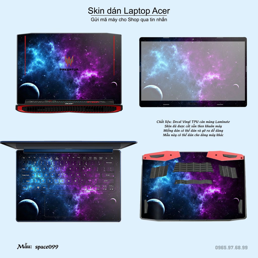 Skin dán Laptop Acer in hình không gian nhiều mẫu 17 (inbox mã máy cho Shop)