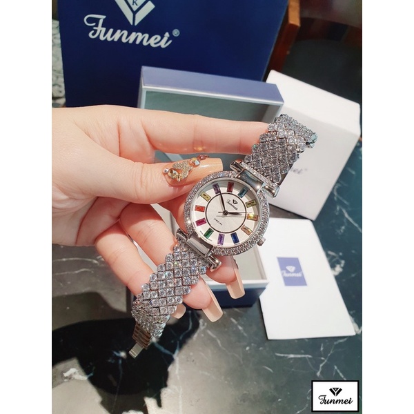 Đồng hồ nữ FUNMEI 36mm chính hãng máy Nhật Miyota đính đá swarovski chắc chắn full box thẻ bảo hành 12 tháng