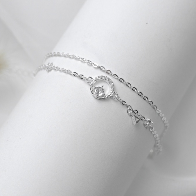 Lắc Tay Bạc Blue Peach Diamond In Circle V1 LT574