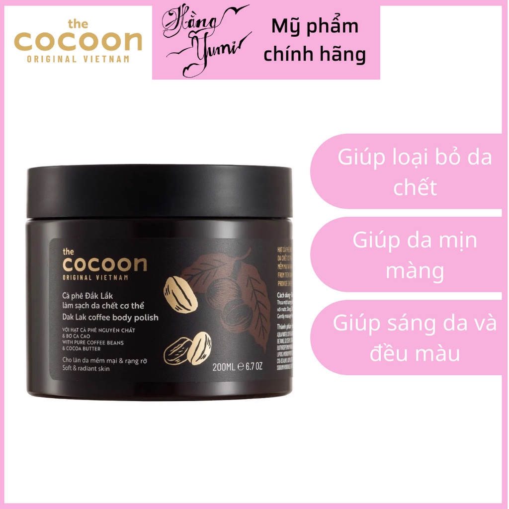 Cà Phê Đắk Lắk Tẩy Da Chết Toàn Thân Cocoon Dak Lak Coffee Body Polish (200ml) - Giúp mịn da, sáng da và đều màu