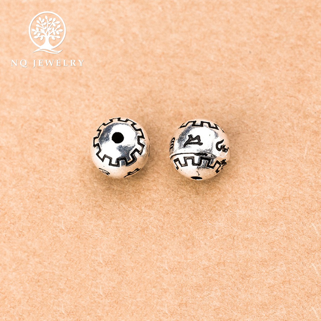 Charm bạc tròn khắc chữ xỏ ngang - NQ Jewelry