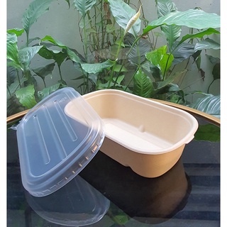 50 hộp bã mía oval 700ml nắp nhựa pp