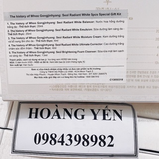 Set Whoo dưỡng trắng da 5 sp (TÁCH SET K HỘP)
