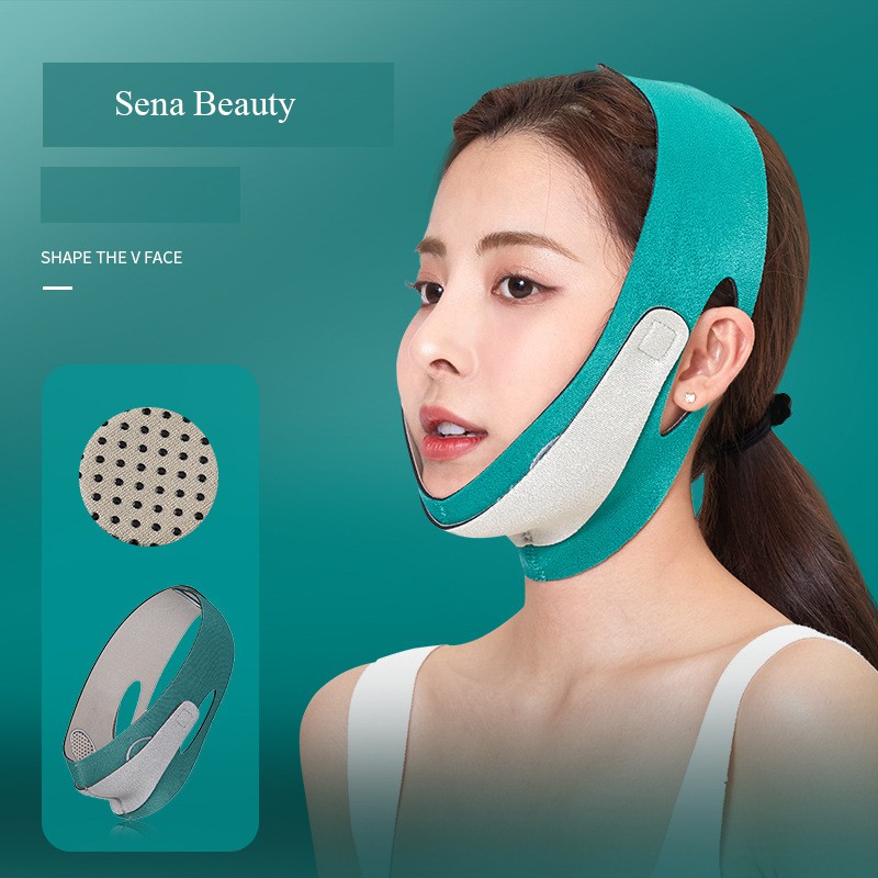 Đai nâng cơ định hình mặt vline thon gọn tại nhà hai màu xanh hồng Sena Beauty