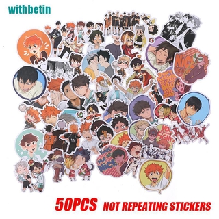 Bộ 50 Miếng Dán PVC Hình Anime Haikyuu Trang Trí Vali Laptop Ván Trượt DIY