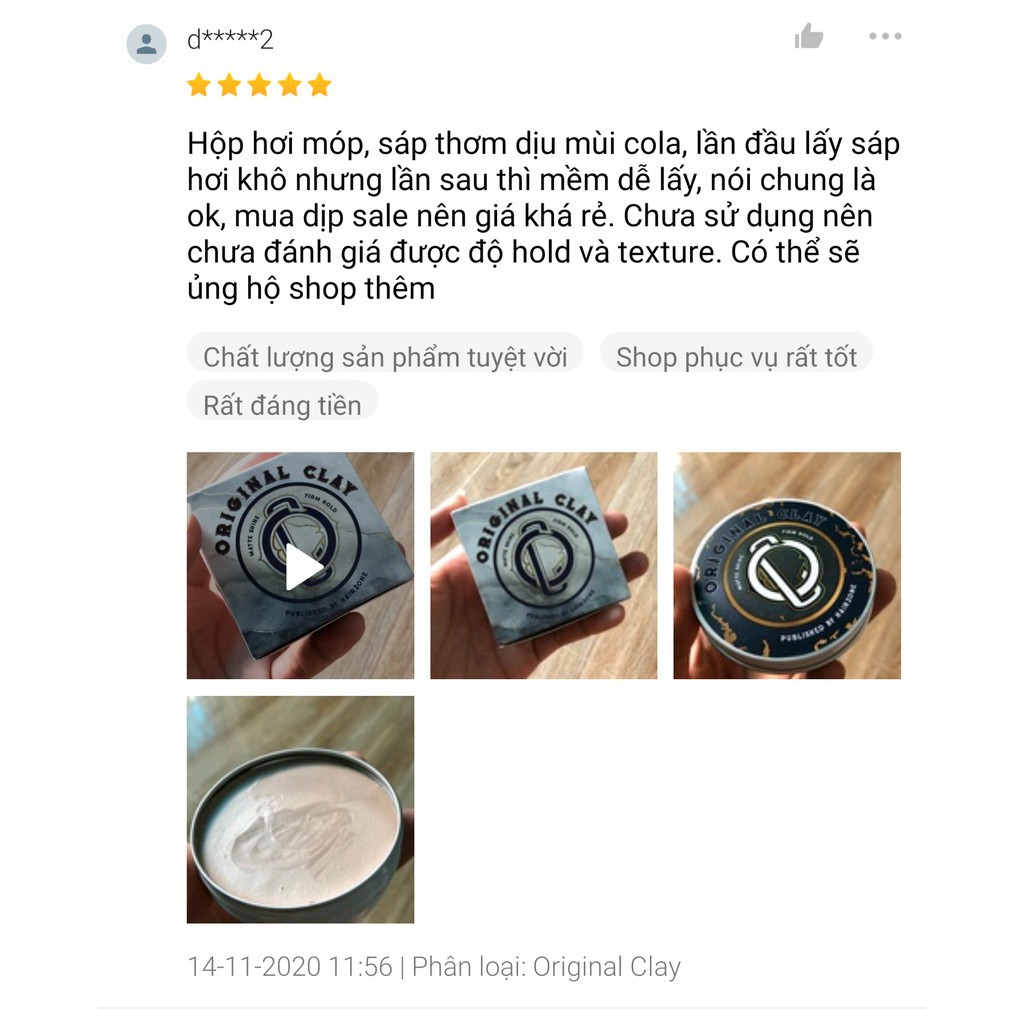 [CHÍNH HÃNG STORE HÀ NỘI] Sáp Vuốt Tóc ORIGINAL CLAY trắng + Gôm COLONNA Tặng lược | RẺ VÔ ĐỊCH