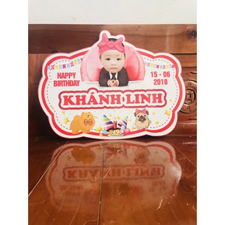Bảng sinh nhật bé kèm hình chibi màu hường ( 30 x 40) cm