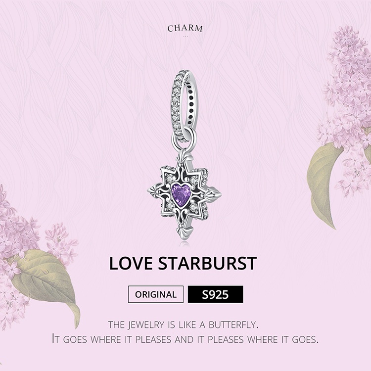 Mặt dây chuyền BAMOER SCC2147 bằng bạc 925 hình ngôi sao phối trái tim độc đáo thời trang DIY