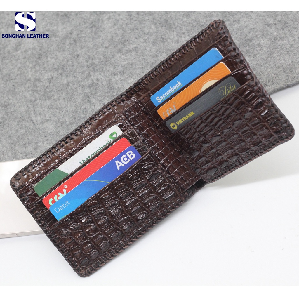 Ví Nam Ngang Gù Gai Lưng Hai Mặt Songhan Leather WL98.Bóp Da Nam Gập Đôi Cao Cấp.BH 12 Tháng