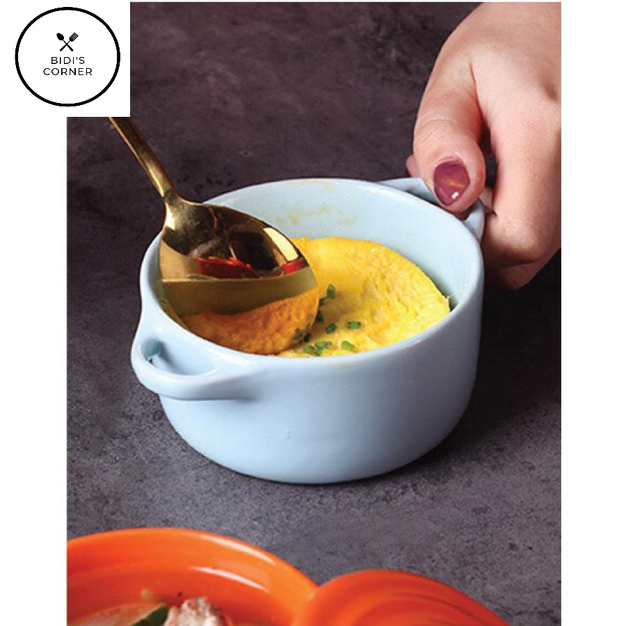 Bát sứ ăn dặm bát sứ ramekin có quai kèm nắp đậy