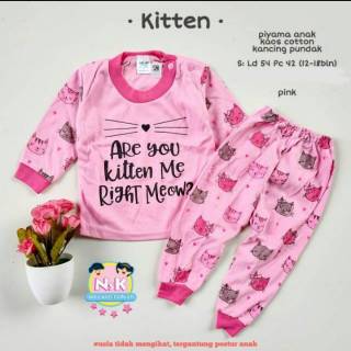 Bộ Đồ Ngủ Pijama In Hình Mèo Con Đáng Yêu