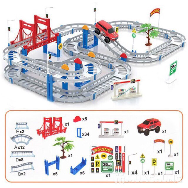 Bộ đồ chơi đường đua, đường ray xe 88 chi tiết cho bé rèn luyện khả năng tư duy sáng tạo