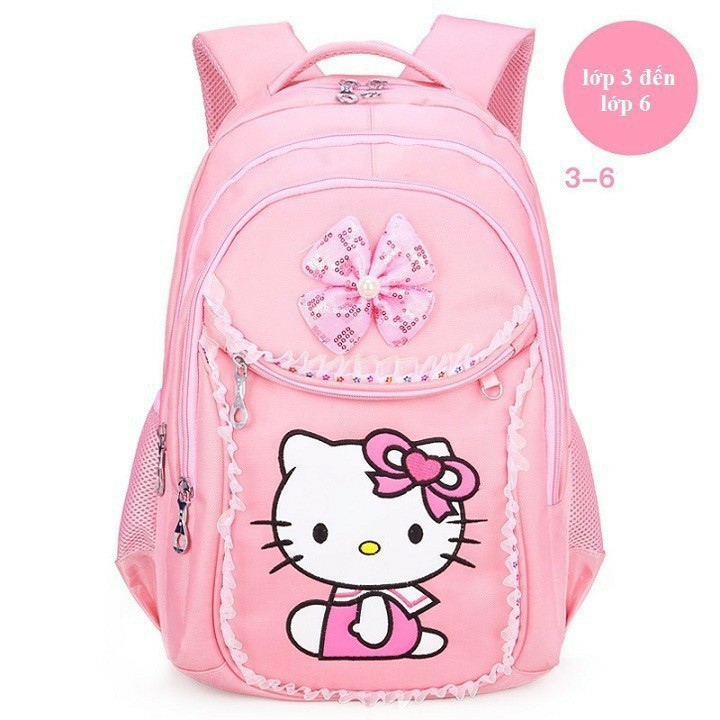 Balo Hello Kitty đi học cho bé gái chất liệu cao cấp màu hồng siêu dễ thương