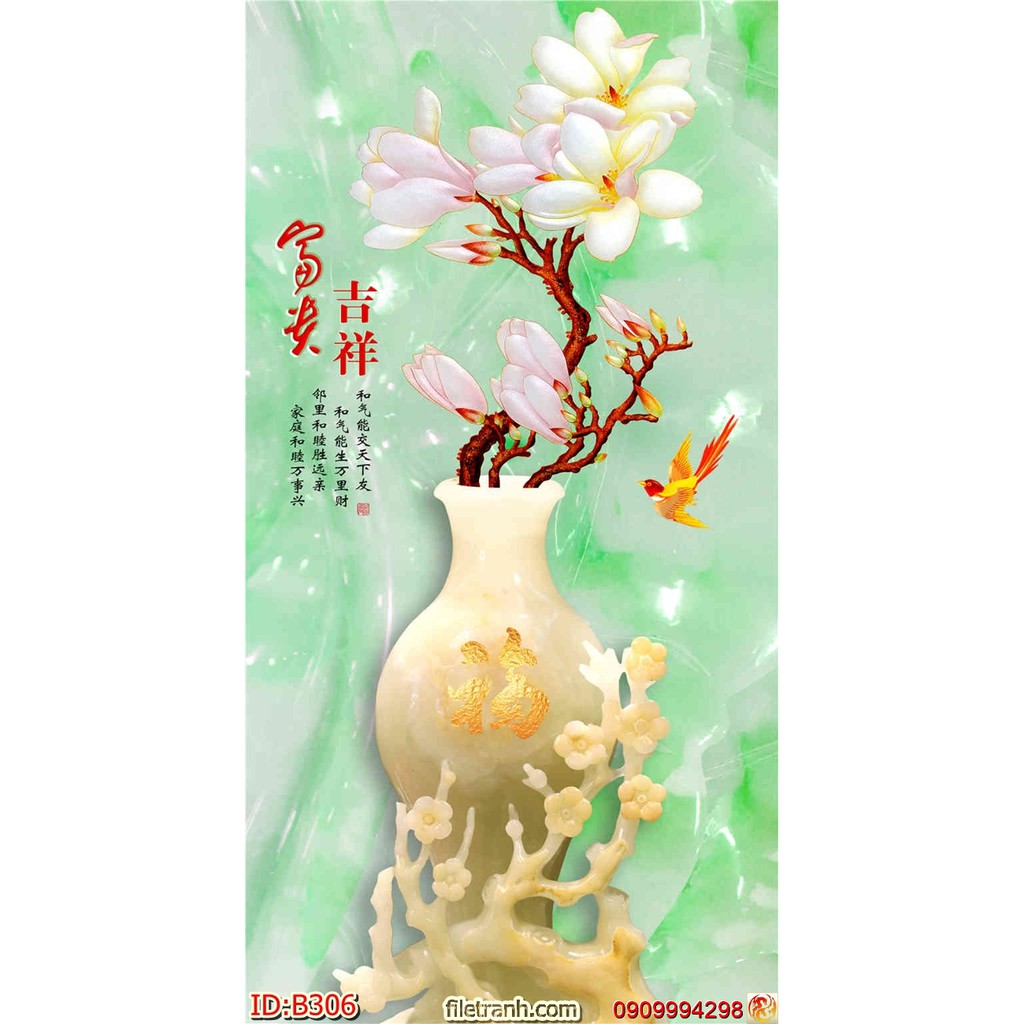 TRANH DÁN TƯỜNG 3D BÌNH HOA, LO HOA NHIỀU MẪU