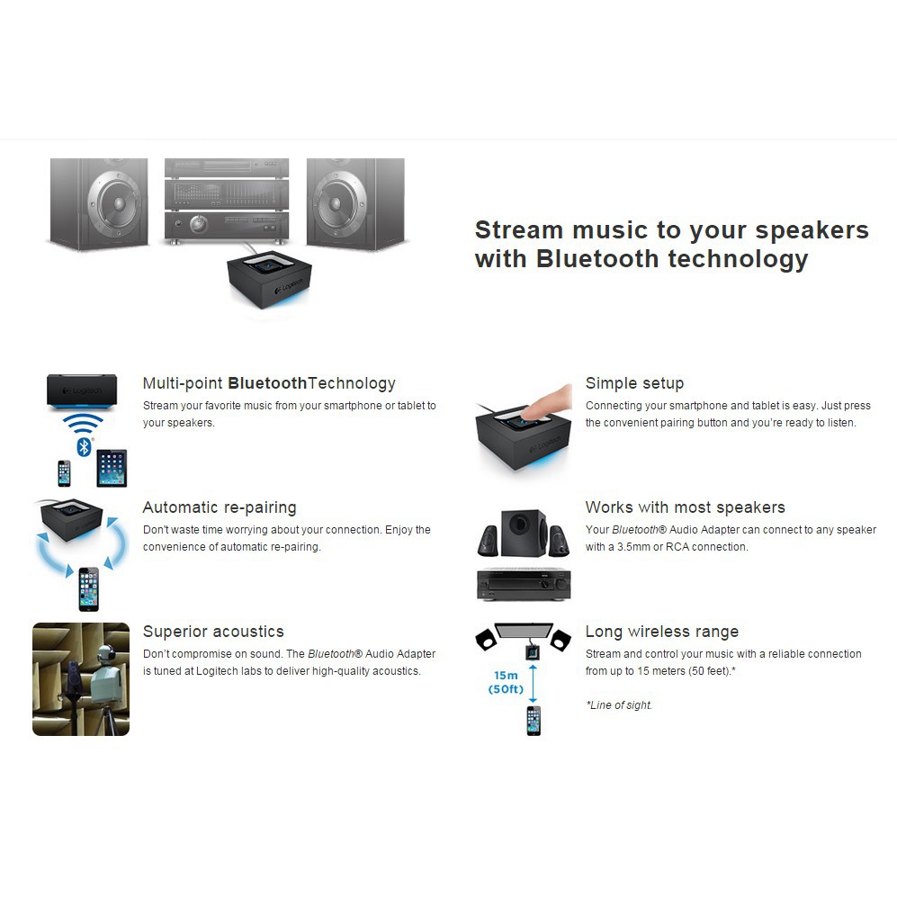 Bộ chuyển đổi tín hiệu âm thanh Logitech Bluetooth Audio Receiver