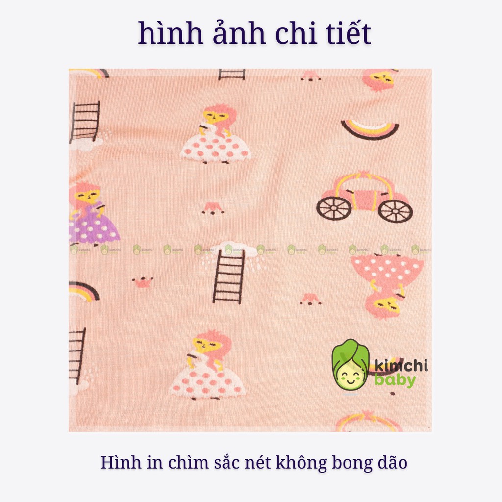 Đồ Bộ Dài Tay Bé Trai, Bé Gái K.WOO Vải Thun Lạnh Cúc Vai In hình Kute, Bộ Mặc Nhà Cho Bé KWTD2101