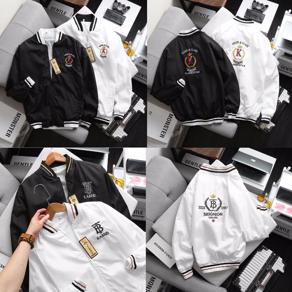 ÁO KHOÁC DÙ NAM 2 LỚP BOMBER THÊU LOGO CÁ TÍNH