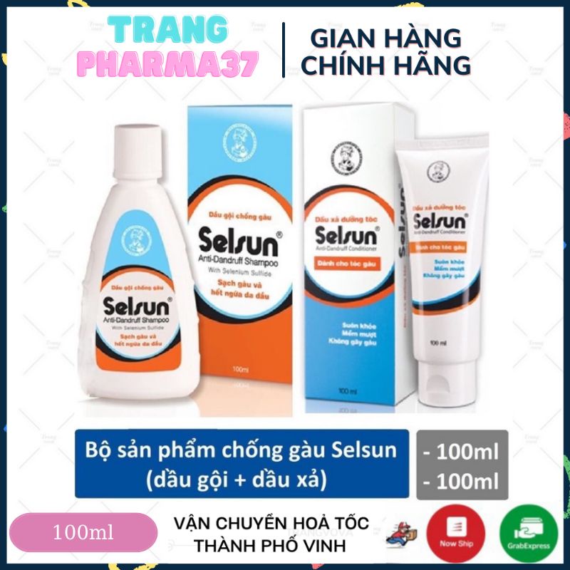 Bộ sản phẩm chống gàu Selsun (Dầu gội Selsun 100ml+Dầu xã dưỡng tóc Selsun 100ml)