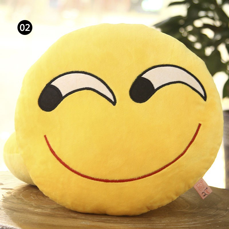 Gối nhồi bông kích thước 30cm màu vàng hình biểu tượng cảm xúc Emoji