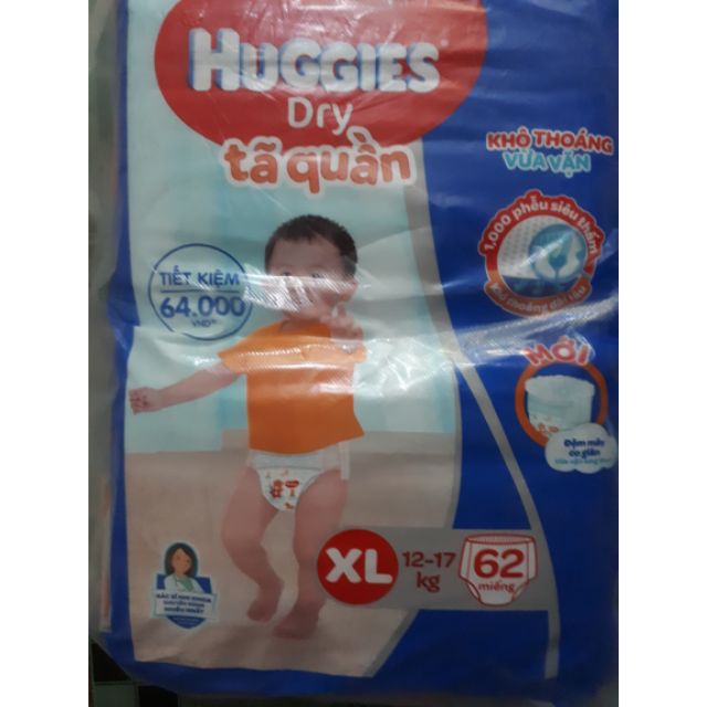 (Tặng 8m)Tã quần Huggies Dry cực đại M74/L68/XL62/XXL56