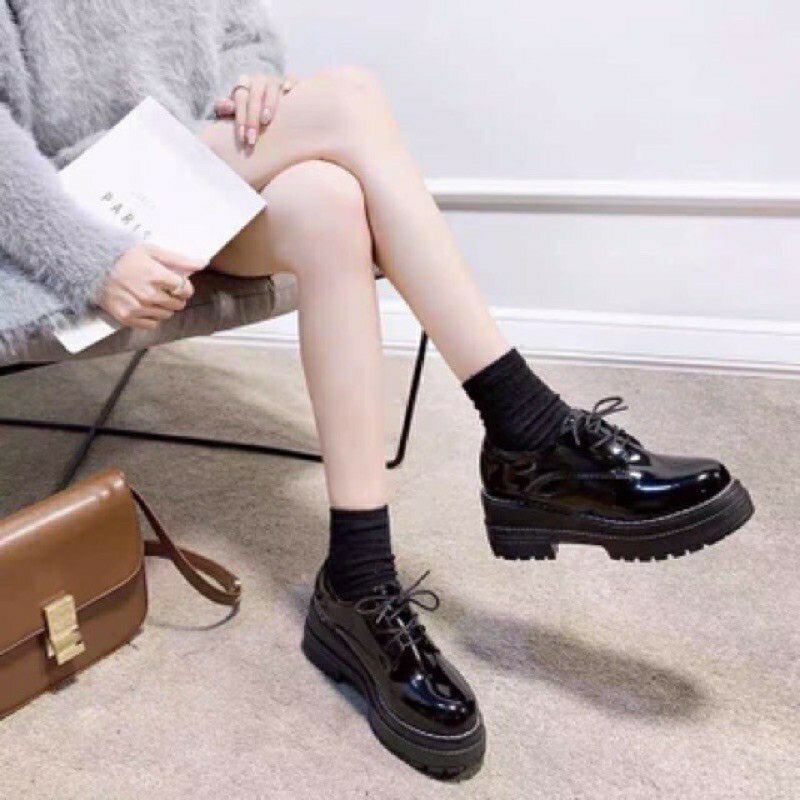 Giày bốt da bóng cổ thấp cao cấp kiểu dáng Hàn | BigBuy360 - bigbuy360.vn