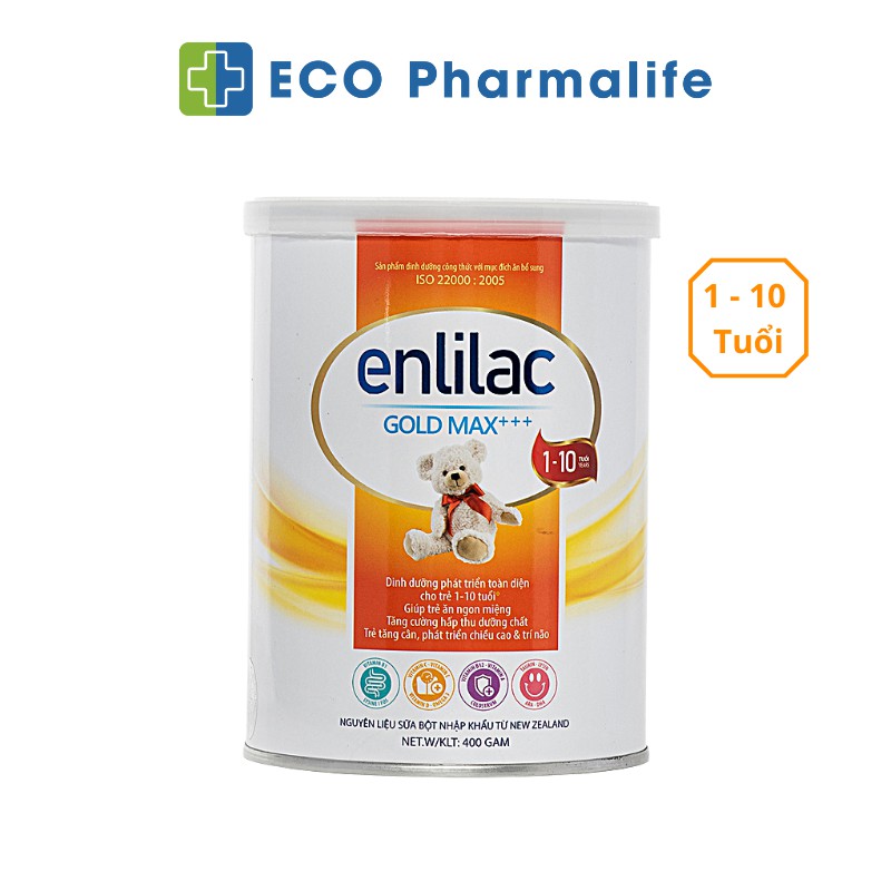 Sữa bột Enlilac Gold Max + Hộp 900g Giúp bé ăn ngon miệng, tăng cường hấp thu dưỡng chất, sữa cao năng lượng cho trẻ