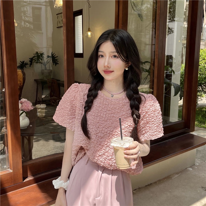 B&amp;G Áo Kiểu Tay Phồng Xếp Ly Phong Cách Pháp Thời Trang Mới Cho Nữ Áo phông Nữ JL-TX-156 2022